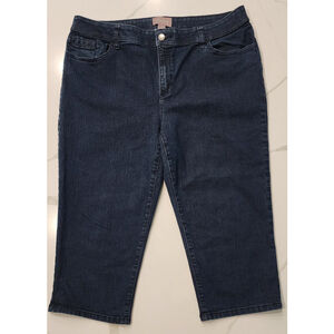 Chico’s Size 3 Capri Stretch Mid-Rise Dark Denim Blue Jeans Women's 16 XL